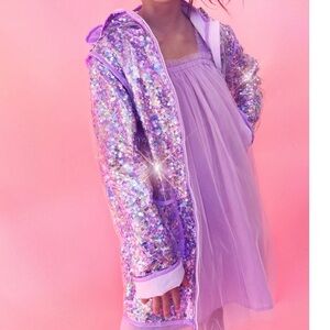 Lola + The Boys Sequin Rain Jacket